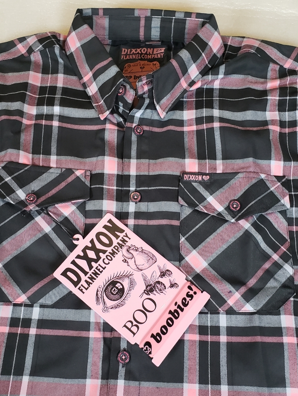 NWT Dixxon Men's 2X 2XL "I Love Boobies 2025" Flannel Shirt - Picture 3 of 12